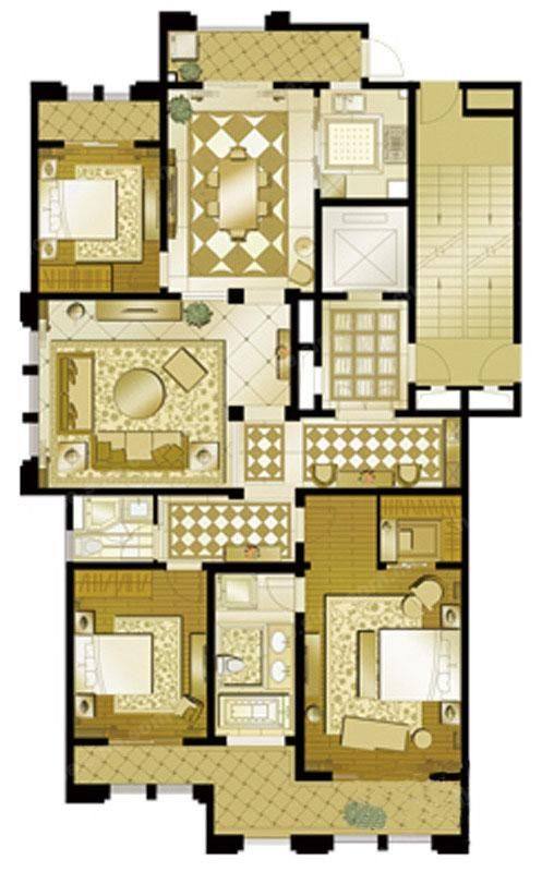 首页 新房 巨凝金水岸 i户型图 4室3厅1厨3卫 建筑面积280.